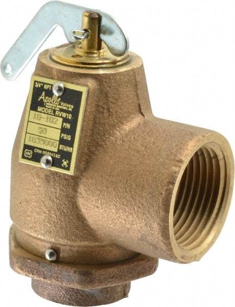 Conbraco - 3/4" Inlet, 1" Outlet, ASME Safety Relief Valve - 50 Max psi, Bronze, 1,035,000 BTUs - Exact Tool & Supply