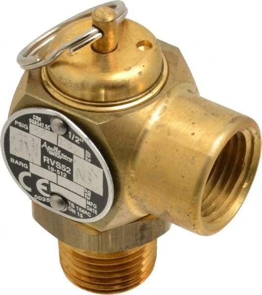 Conbraco - 1/2" Inlet, 1/2" Outlet, ASME Safety Relief Valve - 40 Max psi, Bronze, 305,000 BTUs - Exact Tool & Supply