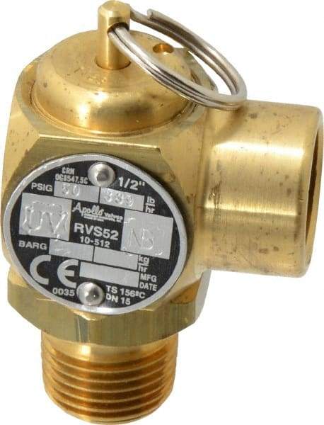 Conbraco - 1/2" Inlet, 1/2" Outlet, ASME Safety Relief Valve - 50 Max psi, Bronze, 365,000 BTUs - Exact Tool & Supply