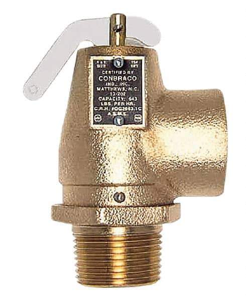 Conbraco - 3/4" Inlet, 3/4" Outlet, ASME Low Pressure Steam Heating Relief Valve - 10 Max psi, Bronze, 475 Lb per Hour - Exact Tool & Supply
