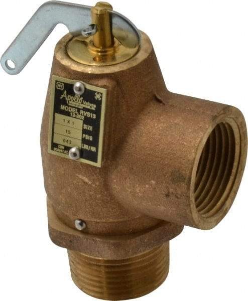 Conbraco - 1" Inlet, 1" Outlet, ASME Low Pressure Steam Heating Relief Valve - 15 Max psi, Bronze, 643 Lb per Hour - Exact Tool & Supply