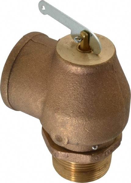 Conbraco - 1-1/4" Inlet, 1-1/2" Outlet, ASME Low Pressure Steam Heating Relief Valve - 15 Max psi, Bronze, 1,200 Lb per Hour - Exact Tool & Supply