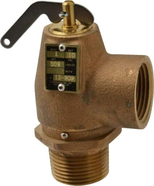 Conbraco - 1" Inlet, 1" Outlet, ASME Low Pressure Steam Heating Relief Valve - 10 Max psi, Bronze, 643 Lb per Hour - Exact Tool & Supply