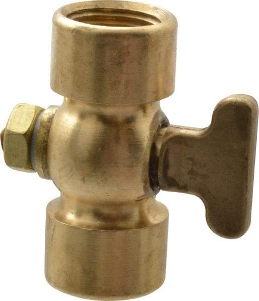 Conbraco - 3/8" Pipe, Tee Handle, FNPT x FNPT End Connection, Air Cock - 200 Max psi, Brass - Exact Tool & Supply