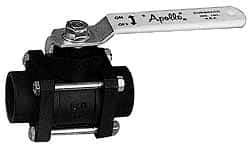 Apollo - 1-1/4" Pipe, Full Port, Carbon Steel Standard Ball Valve - 3 Piece, Inline - One Way Flow, Socket Weld x Socket Weld Ends, Lever Handle, 1,000 WOG, 150 WSP - Exact Tool & Supply