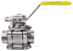 Apollo - 2" Pipe, Full Port, Stainless Steel Standard Ball Valve - 3 Piece, Inline - One Way Flow, FNPT x FNPT Ends, Lever Handle, 1,000 WOG, 150 WSP - Exact Tool & Supply