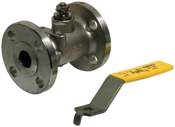 Apollo - 12" Pipe, Full Port, Carbon Steel Standard Ball Valve - Inline - One Way Flow, Flanged x Flanged Ends, Lever with Gear Operator Handle, 285 WOG, 150 WSP - Exact Tool & Supply