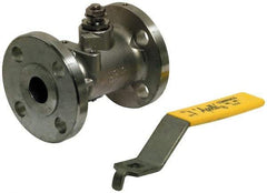 Apollo - 8" Pipe, Full Port, Carbon Steel Standard Ball Valve - Inline - One Way Flow, Flanged x Flanged Ends, Lever with Gear Operator Handle, 285 WOG, 150 WSP - Exact Tool & Supply