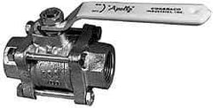 Apollo - 1-1/4" Pipe, Full Port, Bronze Standard Ball Valve - 3 Piece, Inline - One Way Flow, FNPT x FNPT Ends, Lever Handle, 600 WOG, 150 WSP - Exact Tool & Supply