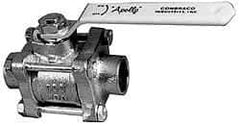 Apollo - 2" Pipe, Full Port, Bronze Standard Ball Valve - 3 Piece, Inline - One Way Flow, Soldered x Soldered Ends, Lever Handle, 600 WOG, 150 WSP - Exact Tool & Supply