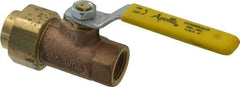 Apollo - 1/2" Pipe, Bronze Single Union Ends Ball Valve - Inline - One Way Flow, FNPT x FNPT Ends, Lever Handle, 600 WOG, 150 WSP - Exact Tool & Supply