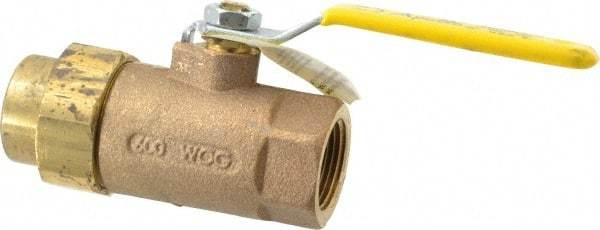 Apollo - 1" Pipe, Bronze Single Union Ends Ball Valve - Inline - One Way Flow, FNPT x FNPT Ends, Lever Handle, 600 WOG, 150 WSP - Exact Tool & Supply