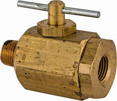 Apollo - 1/8" Pipe, MNPT x FNPT End Connections, Brass, Inline, Two Way Flow, Instrumentation Ball Valve - 400 psi WOG Rating, Tee Handle, Buna N Seal, PTFE Seat - Exact Tool & Supply