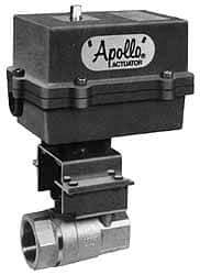 Apollo - 1-1/2" Pipe, 1,500 psi WOG Rating Stainless Steel Electric Actuated Ball Valve - Standard Port, 150 psi WSP Rating, Threaded (NPT) End Connection - Exact Tool & Supply