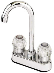 Value Collection - Deck Plate Mount, Bar and Hospitality Faucet with Spray - Two Handle, Knob Handle, High Arc Spout - Exact Tool & Supply