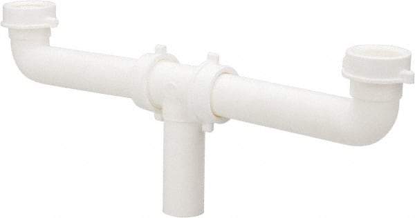 Federal Process - 1-1/2 Outside Diameter, Two Sink Traps with Center Outlet - 16 Inch Long, White, Polypropylene - Exact Tool & Supply