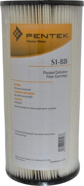 Pentair - 4-1/2" OD, 20µ, Resin Cellulose Pleated Cartridge Filter - 9-3/4" Long, Reduces Sediments - Exact Tool & Supply