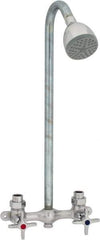 Speakman - Exposed, Two Handle, Brass, Valve and Shower Head - Handwheel Handles, 6 Inch Mounting Centers, Chrome plated Handles - Exact Tool & Supply