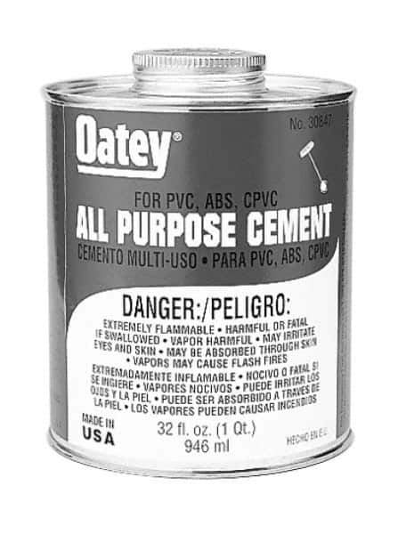 Oatey - 1 Gal All-Purpose Medium Bodied Cement - Clear, Use with ABS, PVC & CPVC up to 6" Diam - Exact Tool & Supply