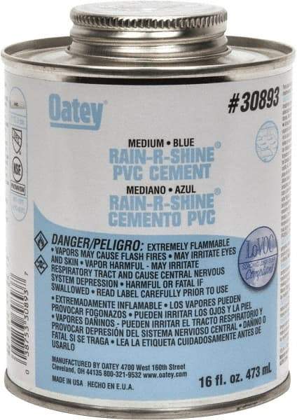 Oatey - 16 oz Medium Bodied Cement - Blue, Use with PVC up to 6" Diam - Exact Tool & Supply