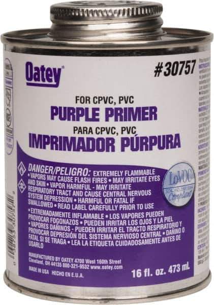 Oatey - 16 oz All Purpose Primer/Cleaner - Purple, Use with PVC & CPVC - Exact Tool & Supply