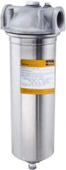 Parker - 1 Inch Pipe, FNPT End Connections, 20 Inch Long Cartridge, 23-1/8 Inch Long, Cartridge Filter Housing with Pressure Relief - 1 Cartridge, 10 Max GPM Flow Rate, 150 psi Max Working Pressure, 316 Grade - Exact Tool & Supply