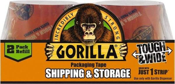Gorilla Tape - 2-7/8" x 30 Yd Clear Acrylic Adhesive Packaging Tape - BOPP Film Backing, 3.4 mil Thick, 44 Lb Tensile Strength - Exact Tool & Supply