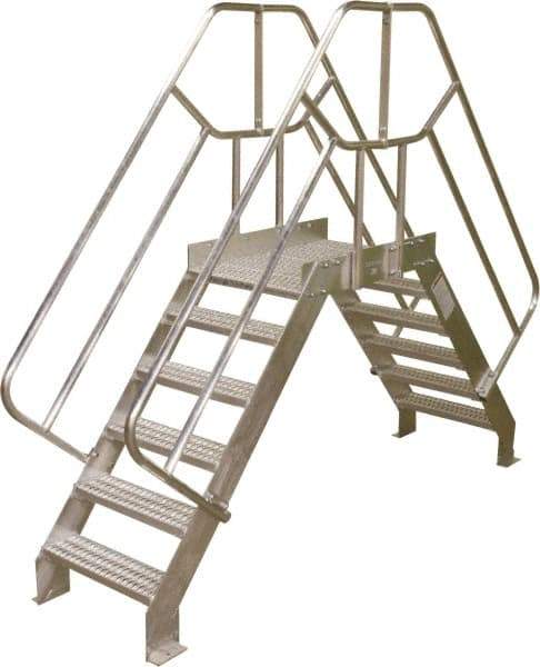 Cotterman - 85" 6 Step Crossover Bridge - Crossover, 500 Lb Capacity, 40" Base Width x 32" Base Depth, Grip Strut - Exact Tool & Supply
