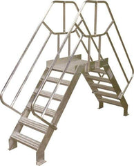 Cotterman - 95" 7 Step Crossover Bridge - Crossover, 500 Lb Capacity, 40" Base Width x 32" Base Depth, Grip Strut - Exact Tool & Supply