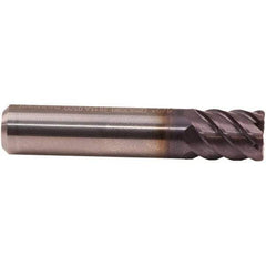 Emuge - 1/4" Diam, 1/2" LOC, 6 Flute Solid Carbide Roughing & Finishing End Mill - TiAlN Finish, 2" OAL, 1/4" Shank Diam, Cylindrical Shank, 50° Helix, Stub Length - Exact Tool & Supply