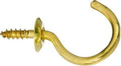 National Mfg. - 15 Lb Capacity, 1-1/4" Projection, Solid Brass All Purpose Hook - 0.48" Thread Length, 1-1/4" OAL, 0.14" Wire Diam - Exact Tool & Supply