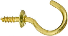 National Mfg. - 10 Lb Capacity, 1.01" Projection, Solid Brass All Purpose Hook - 0.39" Thread Length, 1" OAL, 0.12" Wire Diam - Exact Tool & Supply