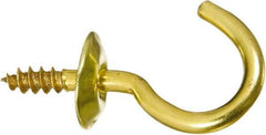 National Mfg. - 5 Lb Capacity, 0.63" Projection, Solid Brass All Purpose Hook - 1/4" Thread Length, 0.63" OAL, 0.08" Wire Diam - Exact Tool & Supply