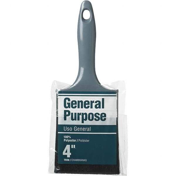 Rubberset - 4" Flat Synthetic Trim Brush - Plastic Beavertail Handle - Exact Tool & Supply