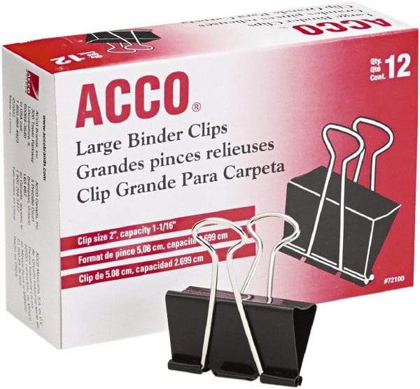 ACCO - 2" Wide Binder Clip - Black/Silver - Exact Tool & Supply