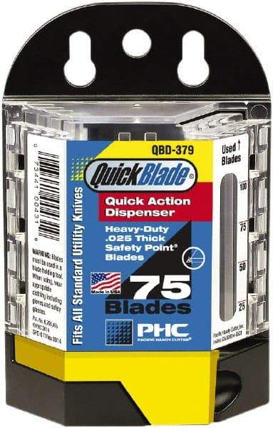 PHC - 1 Piece Steel Utility Knife Blade - 114mm OAL, 0.025" Blade Thickness - Exact Tool & Supply