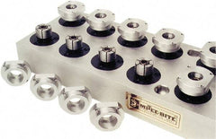 Mitee-Bite - 0.48 to 0.56" Expansion Diam, 1,900 Lb Holding Force, M3 Mounting Screw, M6 Center Screw, Steel ID Expansion Clamps - 1.24" Flange Diam, 0.23" Flange Thickness, 0.91" Mount Hole Diam, 3 Mount Holes, 0.98" Overall Height, 13.3 Ft/Lb Torque - Exact Tool & Supply