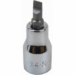 SK - Screwdriver & Drag Link Sockets - 3/8"DR #4 CHRM SLOTTED SCRDRVR SCKT BIT - Exact Tool & Supply