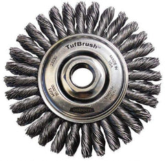 Osborn - 4-1/8" OD, 5/8-11 Arbor Hole, Stringer Bead Steel Wheel Brush - 3/16" Face Width, 7/8" Trim Length, 0.02" Filament Diam, 20,000 RPM - Exact Tool & Supply