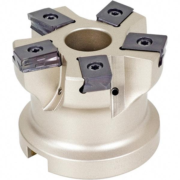 Iscar - 6 Inserts, 3" Cut Diam, 1" Arbor Diam, 0.118" Max Depth of Cut, Indexable Square-Shoulder Face Mill - 0/90° Lead Angle, 2" High, HTP LNHT 1606 Insert Compatibility, Through Coolant, Series TangPlunge - Exact Tool & Supply