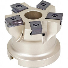 Iscar - 6 Inserts, 3" Cut Diam, 1" Arbor Diam, 0.118" Max Depth of Cut, Indexable Square-Shoulder Face Mill - 0/90° Lead Angle, 2" High, HTP LNHT 1606 Insert Compatibility, Through Coolant, Series TangPlunge - Exact Tool & Supply