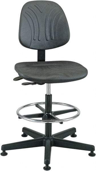 Bevco - 19 to 26-1/2" High Pneumatic Height Adjustable Chair - 27" Wide x 27" Deep, Polyurethane Seat, Black - Exact Tool & Supply