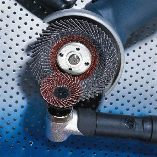 Garryson - 80 Grit, 4-1/2" Disc Diam, 5/8-11 Center Hole, Zirconia Alumina Flap Disc - 13,300 Max RPM, Fiberglass Backing, Arbor Attaching System, Coated - Exact Tool & Supply