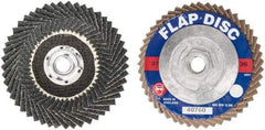 Garryson - 36 Grit, 4-1/2" Disc Diam, 5/8-11 Center Hole, Zirconia Alumina Flap Disc - 13,300 Max RPM, Fiberglass Backing, Arbor Attaching System, Coated - Exact Tool & Supply