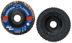 Garryson - 60 Grit, 7" Disc Diam, 7/8" Center Hole, Zirconia Alumina Flap Disc - 8,600 Max RPM, Fiberglass Backing, Arbor Attaching System, Coated - Exact Tool & Supply