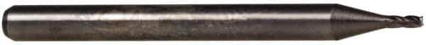Accupro - 0.045", 0.135" LOC, 1/8" Shank Diam, 1-1/2" OAL, 4 Flute, Solid Carbide Square End Mill - Single End, Uncoated, Spiral Flute, 30° Helix, Centercutting, Right Hand Cut, Right Hand Flute, Series Miniature - Exact Tool & Supply