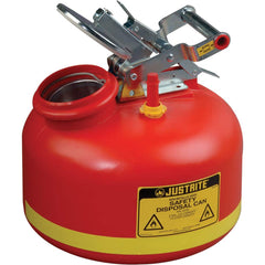 Justrite - Safety Disposal Cans; Capacity (Gal.): 2.000 ; Material: HDPE ; Color: Red ; Height (Inch): 14-3/4 ; Diameter (Inch): 12 - Exact Tool & Supply