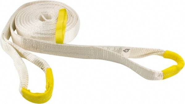 Erickson Manufacturing - 30' Long x 2" Wide, 18,000 Lb Basket Capacity, Polyester Blend Web Sling - White - Exact Tool & Supply