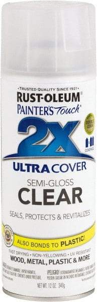 Rust-Oleum - Clear, Semi Gloss, Enamel Spray Paint - 8 Sq Ft per Can, 12 oz Container, Use on Multipurpose - Exact Tool & Supply
