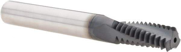 Iscar - 1/2-13 UNC, 0.362" Cutting Diam, 3 Flute, Solid Carbide Helical Flute Thread Mill - Internal Thread, 0.89" LOC, 3" OAL, 3/8" Shank Diam - Exact Tool & Supply